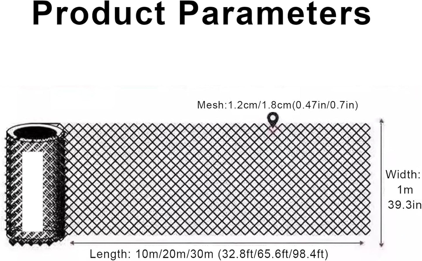 White Garden Fence Mesh 39.3″ Wide Safety Netting Plastic Net Fencing Roll Balcony Protection Window Isolation Net for Snow, Poultry, Chicken, Patio, Animal Barrie(Size:1x20M - Mesh 1.8cm,Color:White)