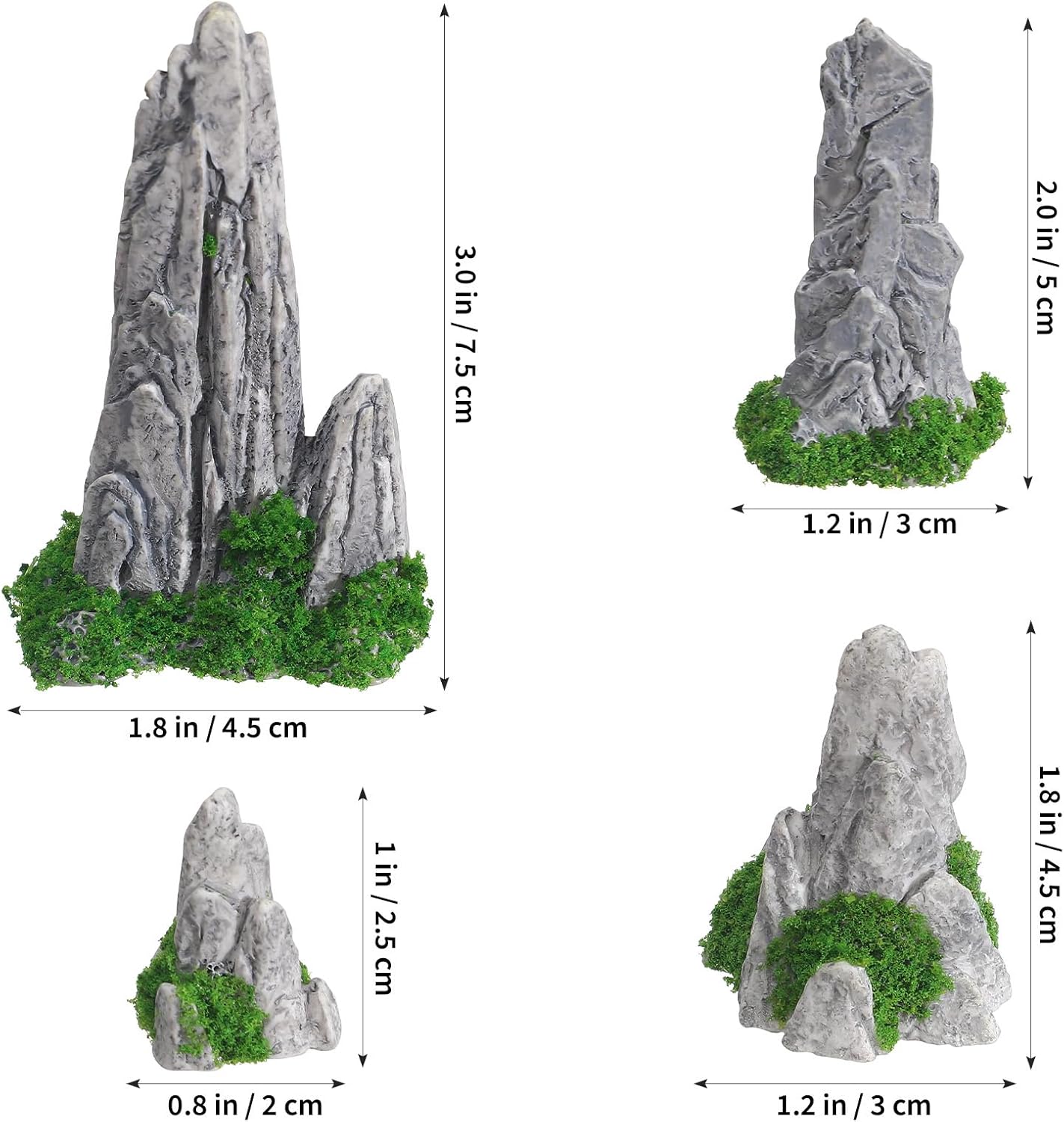 VOSAREA 8pcs Mini Rockery Small Bonsai Rockery Figurines Resin Rockery Statues Landscape Fake Mountain Outdoor Garden Ornament