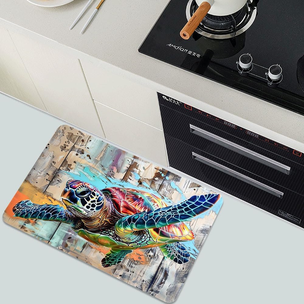 Bath Mat-Bathroom Rug，Sea Turtle in Flight-Absorbent Non Slip Quick Dry Stain Resistant Easy to Clean Care Shower Rug for Bathtub Shower Room 17×27.5Inch (43 * 70cm)