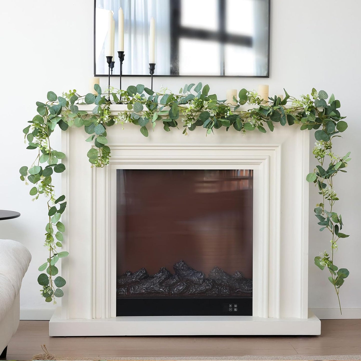 mizii 5 Packs 340" Artificial Vines Eucalyptus Garland Fake Vine with Silk Leaves Green Garland Faux Hanging Plants Greenery Decoration for Room Table Centerpieces Wedding Decor (Eucalyptus)