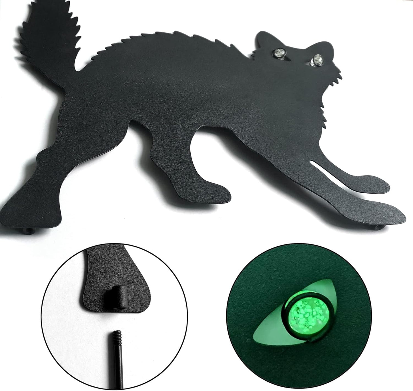 WAIU Halloween Metal Cat Yard Stakes Glow in The Dark Black Cat Silhouette Outdoor Decor for Garden Lawn Patio Spooky Halloween Party Yard Art Decoration, Set of 2