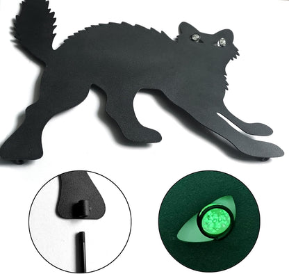 WAIU Halloween Metal Cat Yard Stakes Glow in The Dark Black Cat Silhouette Outdoor Decor for Garden Lawn Patio Spooky Halloween Party Yard Art Decoration, Set of 2