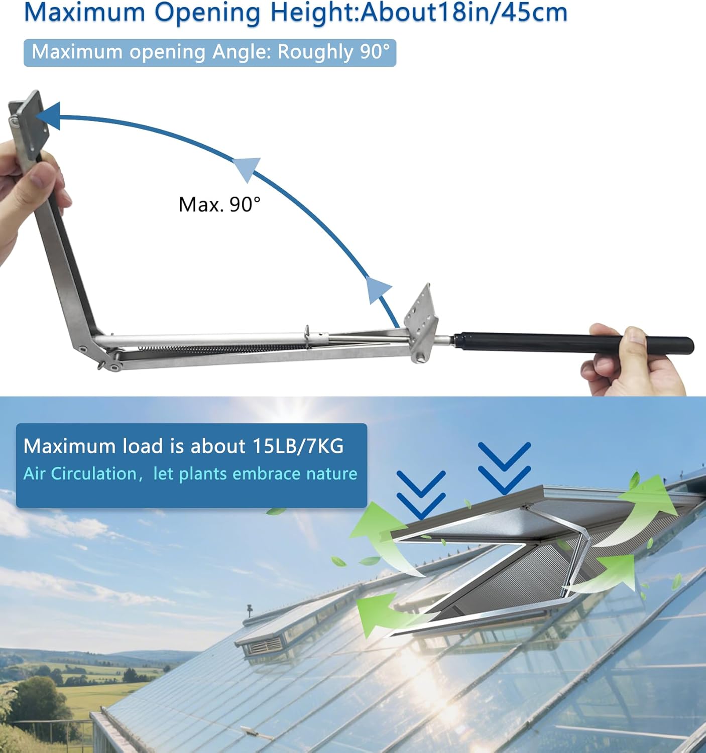 Greenhouse Automatic Vent Opener Automatic Greenhouse Window Openers Solar Heat Sensitive Greenhouse Ventilation Kit Greenhouse Vent Automatic Opener Auto Roof Vent Opener (2, Silver)