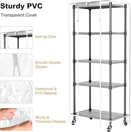 Indoor Greenhouse with Grow Lights, 5 Tier 23.2" L×13.4" W×61.4" H Mini Greenhouse, Grow Light Shelf with Tent and Thermometer, with 72W Full Spectrum Growing Lamps for Seed Starting