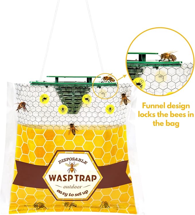 8 Pack Yellow Jacket Trap Disposable Wasp Traps Outdoor Hanging, Carpenter Bee Traps for Outside, Hornet Trap, Hornet Killers for Fly, Insects and Bug
