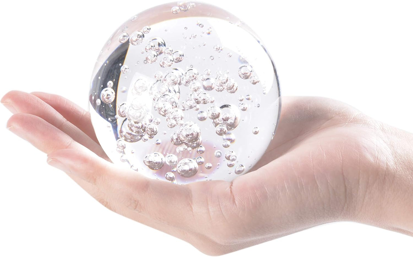 ChezMax Crystal 3 inch (80mm) Bubble Crystal Ball Paperweight Gorgeous Glass Ball for Decorative Ball Lensball Photography Gazing Divination or Feng Shui and Fortune Telling Ball