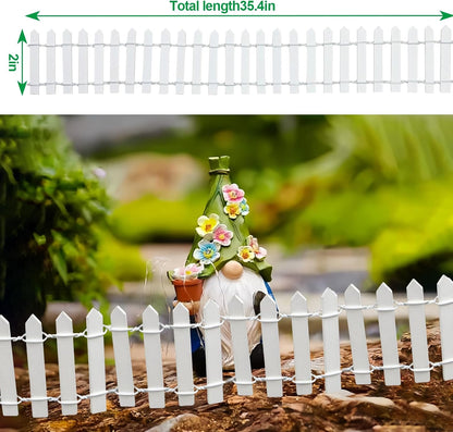 Miniature Fairy Garden Fence,DIY Wood Picket Fence Mini Ornament,Home Garden Plant Pot DIY Diorama Project (White,1.96"x 35.4")