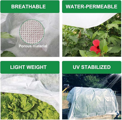 Plant Covers Freeze Protection 1.05 oz/yd² Thicker, 6.6 x 33 Ft Frost Cloth Plant Freeze Protection, Frost Blankets Covers for Outdoor Plants Winter Frost Protection, Garden Floating Row Covers