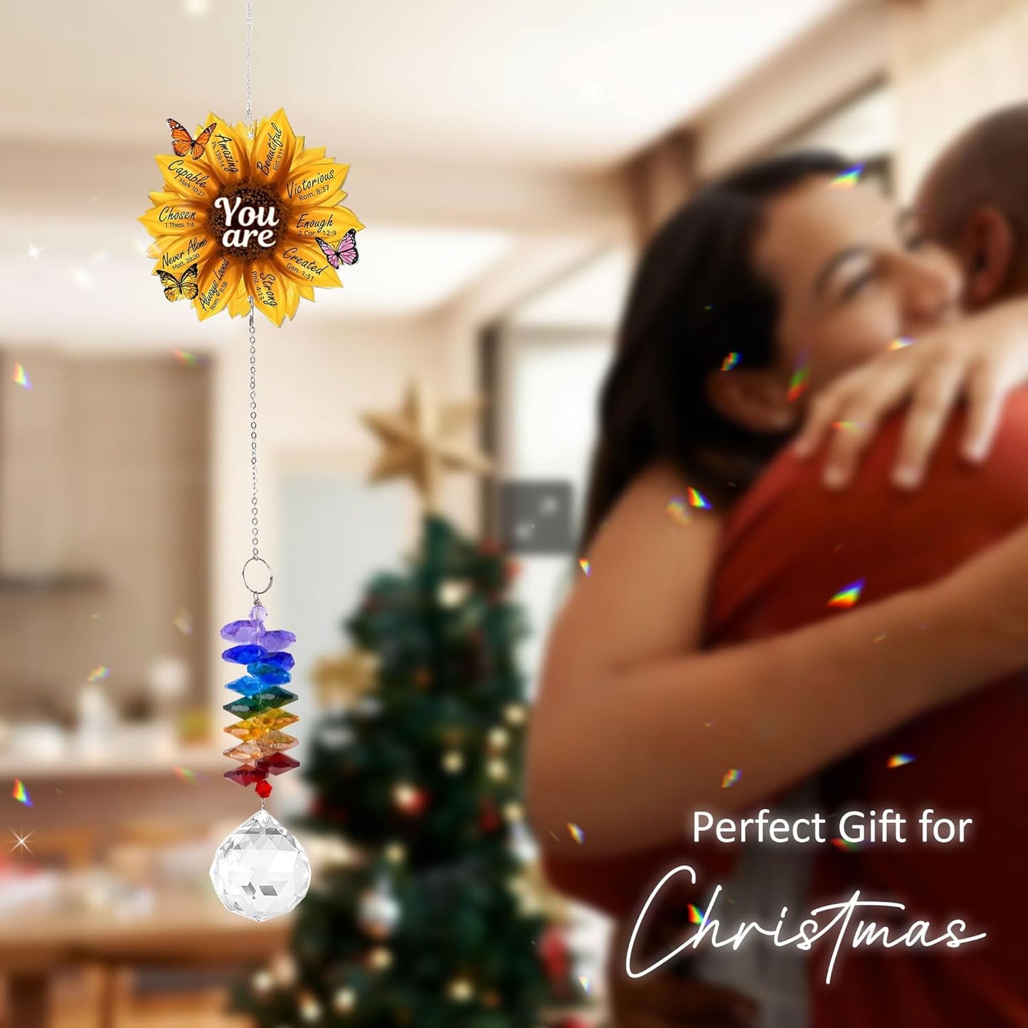 1 Layered Ornament Suncatcher - Sunflower Ornament - Unique Keepsake - Appreciation Presents - Inspirational Gifts for Her, Him - Religious Encouragement Gift for Women - Home Garden Decor