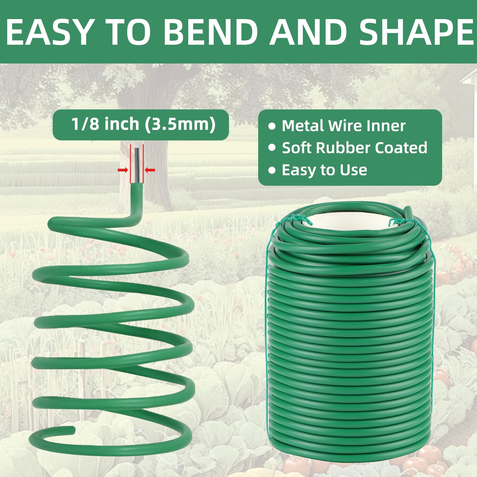 QenFree Garden Wire, 66FT Soft Plants Ties, 3.5mm Flexible Garden Ties for Climbing Plants, Vines