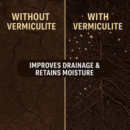 Horticultural Organic Vermiculite for Plants - Medium Grade - Natural Soil Additive for Gardening, Houseplants, Mushrooms, Potted Plants, Hydroponics, Terrariums (3 Quart)