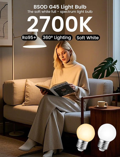 Warm Light Bulbs, Full Spectrum Light Bulb 2700K LED Lightbulbs G45 Soft White Grow Small E26 Refrigerator 5W Eq 40W Appliance for Home, Plant, Freezer, Lamp (1 Warm White Bulb)