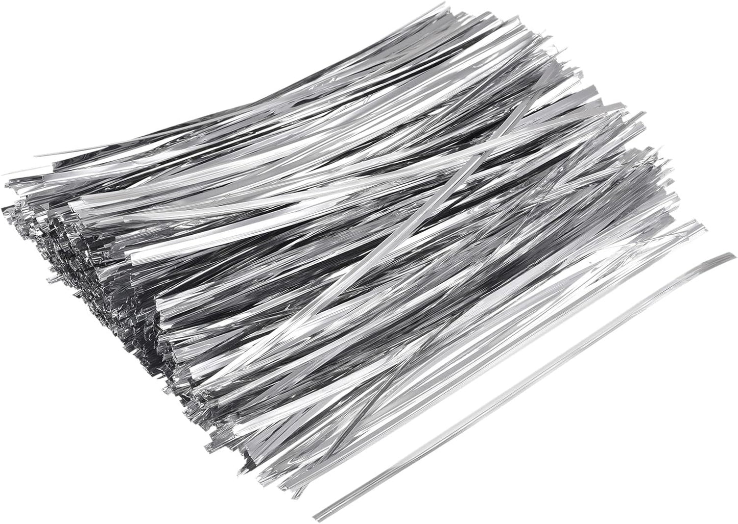 MECCANIXITY Foil Twist Ties 7" 18cm Metallic Plastic Closure Tie for Tying Bread, Candy, Cookies, Gift Bags Arts Crafts Ties Silver Tone Pack of 750