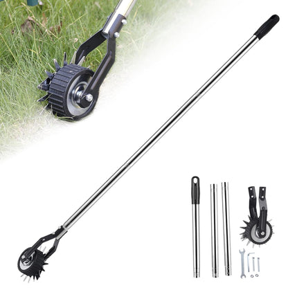 Edger Lawn Tool 53.2 Inch Manual Grass Edger with 3 Sections Stainless Steel Handle and Wheel, Rotary Garden Edging Tool for Landscaping, Sidewalk, Yard