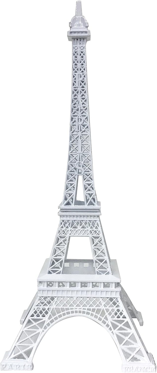 allgala 10" Eiffel Tower Statue Decor Alloy Metal, White