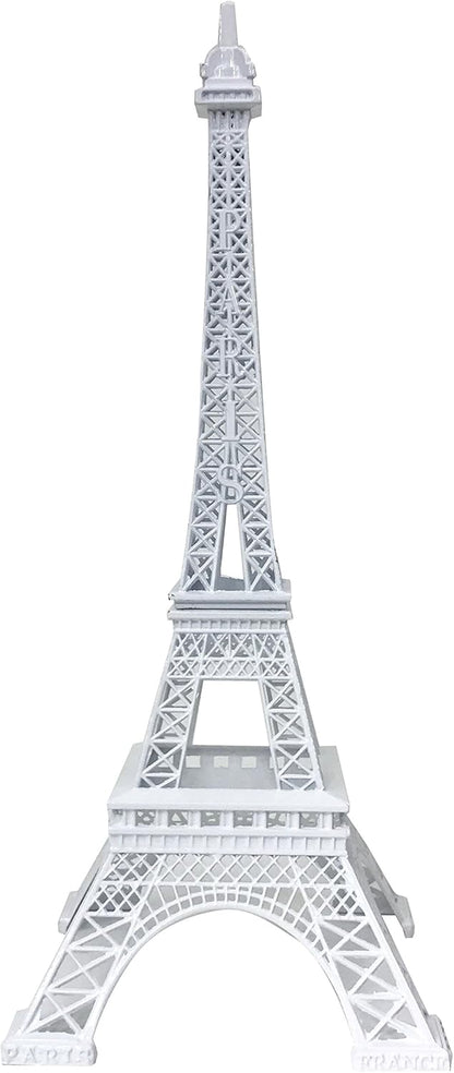 allgala 15" Eiffel Tower Statue Decor Alloy Metal, White