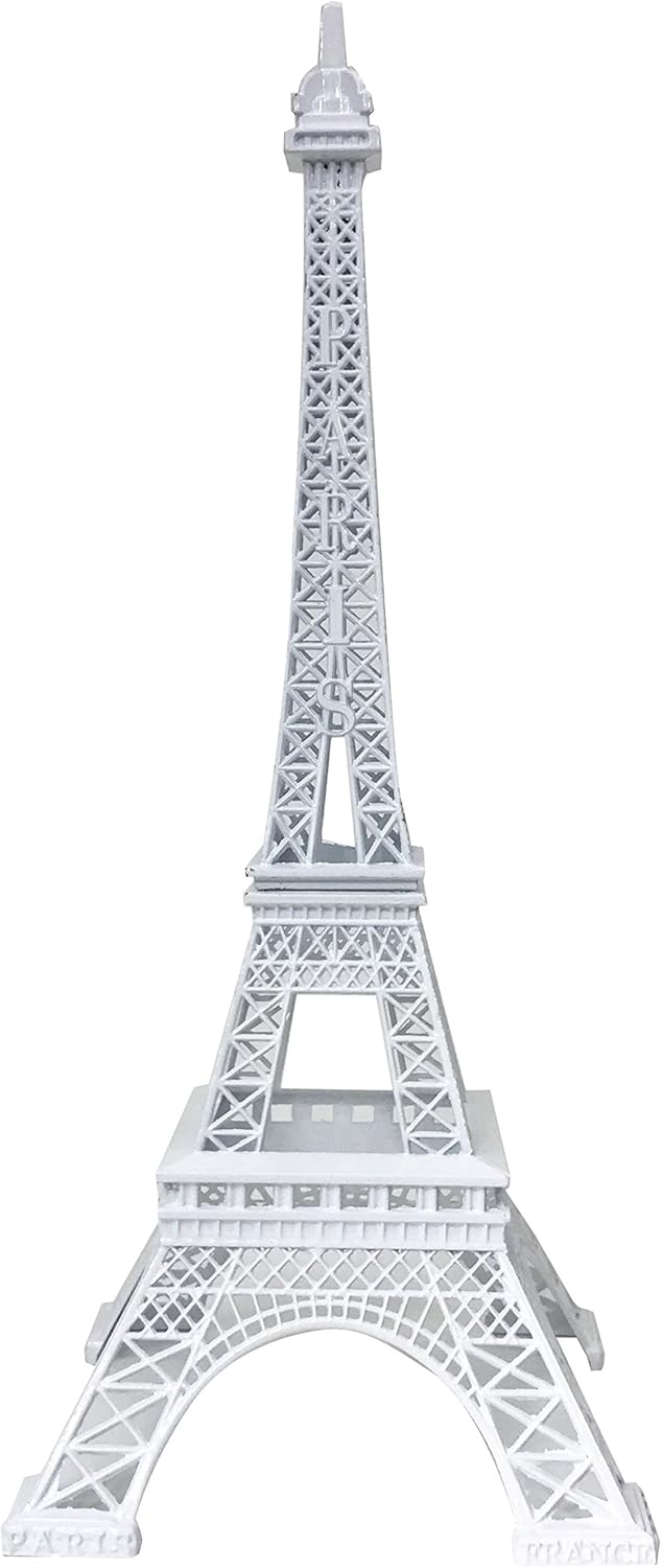 allgala 19 Inch 48CM Eiffel Tower Statue Decor Alloy Metal-White (EF19-86191)