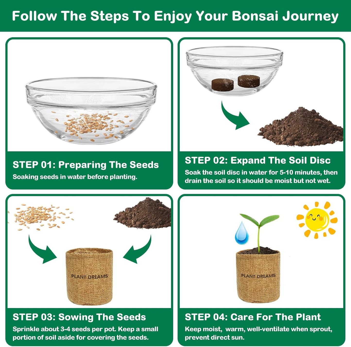 Bonsai Tree Kit, Complete Bonzai Tree Starter Kits with Tools, Unique DIY Gardening Gifts for Mom Women Men, Crafts Hobby Kits, Grow Bonsai Tree Live Indoor