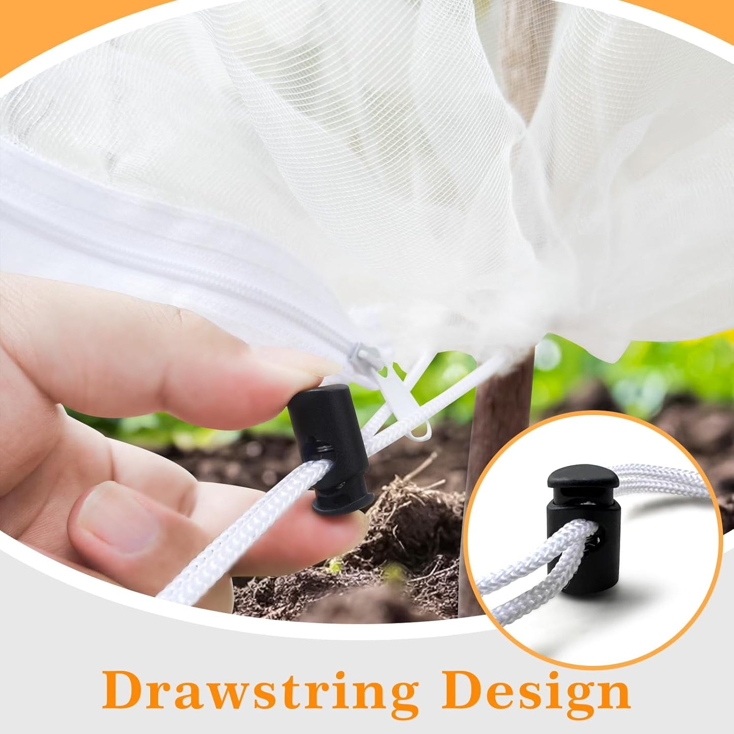 Premium Bird Netting for Garden Protection, 2 Pack Blueberry Bush Garden Netting Cover with Drawstring & Zipper, 3.5 x 2.3 Ft Fruit Tree Netting Protective, Plant Net from Bird & Insect