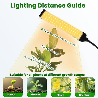 630 LEDs Grow Lights for Indoor Plants, Kalolary Full Spectrum Plant Light with Timer 3/6/9/12/15/18H & 10 Brightness Levels LED Plant Growing Lamps with Tripod Stand
