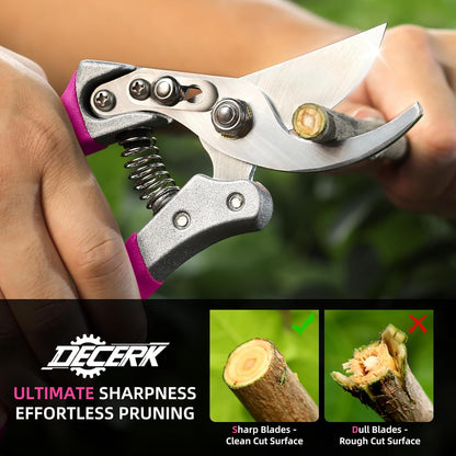 8.5" Professional Bypass Pruning Shears – Heavy Duty Garden Scissors & Clippers for Branch Trimming, Ultra Sharp SK5 Blade, Ergonomic Handle, Perfect Gardening Gift for Women, 2025 Pink Tools