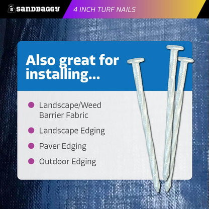 Sandbaggy 4 Inch Galvanized Artificial Turf Stakes - Spiral Landscape Nails - Ground Spikes/Pins for Synthetic Grass, Lawn, Edging, Weed Barrier Fabric, Garden (Steel, 12000)
