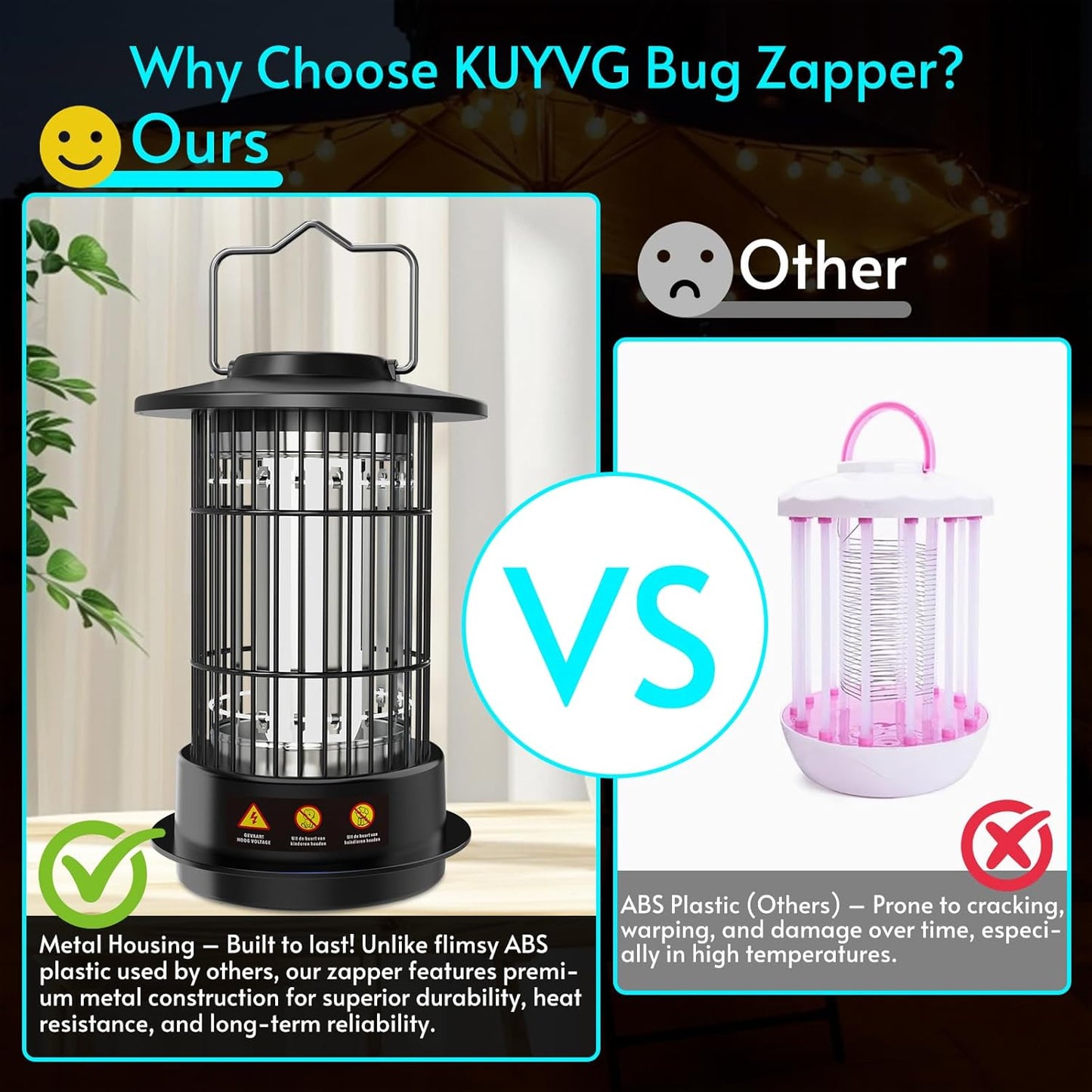 Bug Zapper - Bug Zapper Outdoor & Indoor Fly Zapper 4200V 4.92Ft Cord Mosquito Zapper Outdoor Mosquito Killer Fly Traps Insect Killer for Backyard Patio Home Camping, Plug-in