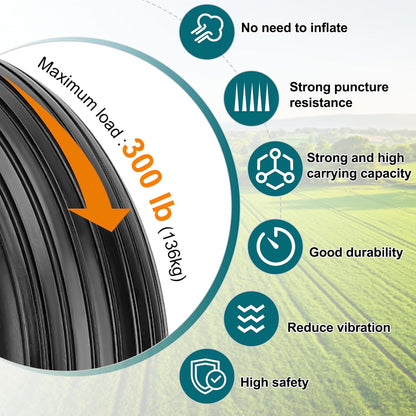 4.00-6 Flat-Free Solid Tire and Wheel 13" Wheelbarrow Tire by Cenipar With 3/4" & 5/8" Grease Bushing and 1.75" Centered Hub 4.00-6 tire and wheel for Garden Cart Trolley Hand Truck, 2 PC