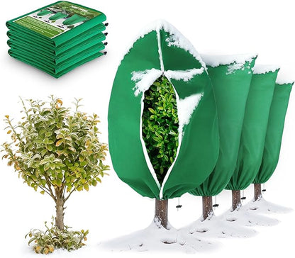 2 Pack Plant Frost Protection Covers 23.6x31.5 Inches – Reusable Winter Plant Freeze Blanket with Drawstring, Breathable & Waterproof Frost Cloth for Shrubs, Bushes, and Small Trees