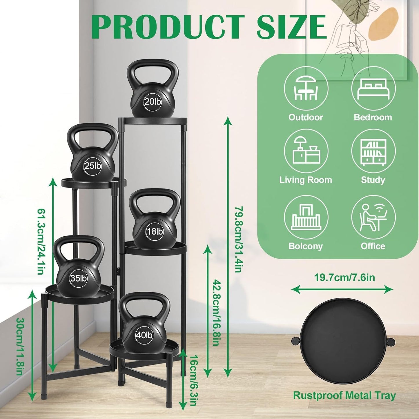 Plant Stand Indoor Outdoor 5 Tier Black Metal Plant Holder 31 in Tall,Tiered Flower Pot Display Stand,Multiple Plant Stand for Living Room Corner Garden Patio Lawn Balcony