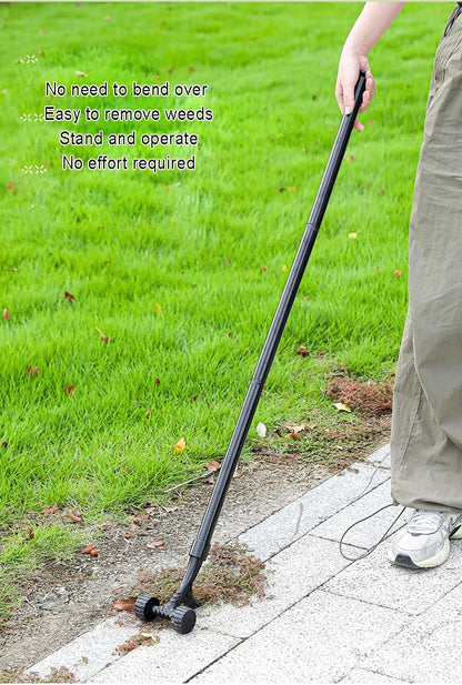 Crevice Weeding Tool with Wheel,Adjustable Handle Length, Allowing for Effortless clearing of Weeds in Corners.