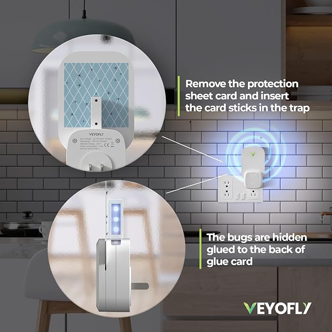 VEYOFLY Gnat Traps for House Indoor Refill, Fly Trap Indoor, Fruit Fly Traps for Indoors, Fly Catcher Indoor, Fly Trap, Plug in Catch for Fruit Flies, Moths, Gnats, Mosquito Trap (Pack of 10 Refills)