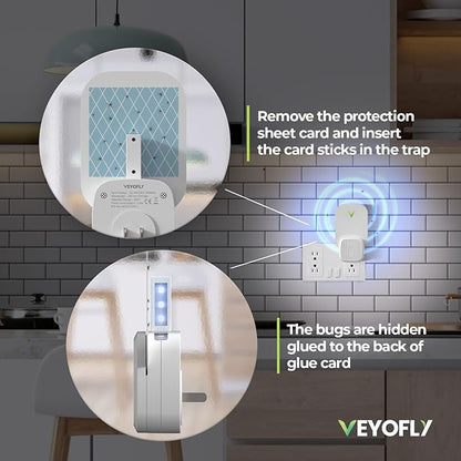 VEYOFLY Gnat Traps for House Indoor Refill, Fly Trap Indoor, Fruit Fly Traps for Indoors, Fly Catcher Indoor, Fly Trap, Plug in Catch for Fruit Flies, Moths, Gnats, Mosquito Trap (Pack of 10 Refills)