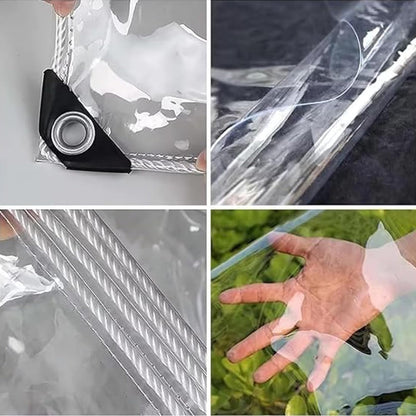7' x 10' Clear Vinyl Tarp, PVC 14 Mil Tarpaulin, Clear Tarps with Grommets, Duty Heavy Tear Resistant Cover for Camping, Plants Greenhouse, Cars, Patio and Pavilion
