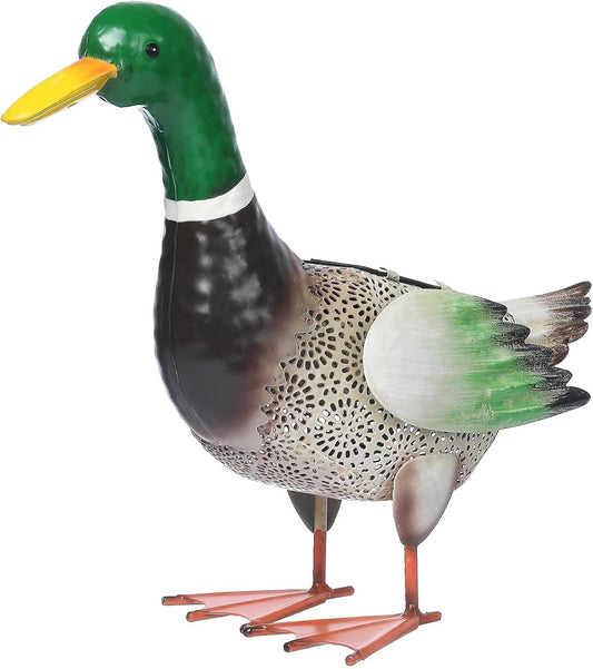 Solar Ducks Outdoor Statue ，Metal Duck Garden Decor ，Lawn Animal Statue Mallard Duck Art ，Gifts for Mallard Duck Lovers