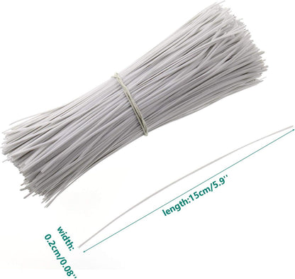 6 Inch Twist Ties,Ulifestar Cable Ties Bag Ties Plastic Coated Twist Ties 1000 Pack (White)