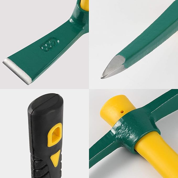 KEILEOHO 15 Inches Pick Mattock Hoe, Forged Weeding Garden Pick Axe with Rubber Handle, Weeding Mattock Hoe for Gardening, Loosening Soil, Camping, Planting Vegetables and Fruits