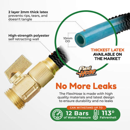 Flexi Hose Lightweight Expandable Garden Hose, 25FT -Retractable Garden Hose, Water Hose - No-Kink