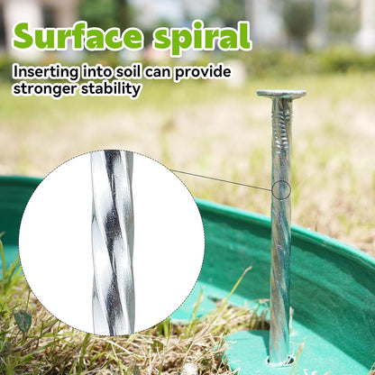 50 Pack 10-Inch Spiral Landscape Stakes wifh 50 Gasket, Heavy Duty Galvanized Metal Garden Landscape Stakes Kit for Securing Weed Barrier, Landscape Fabric, Artificial Grass, Floor Mat