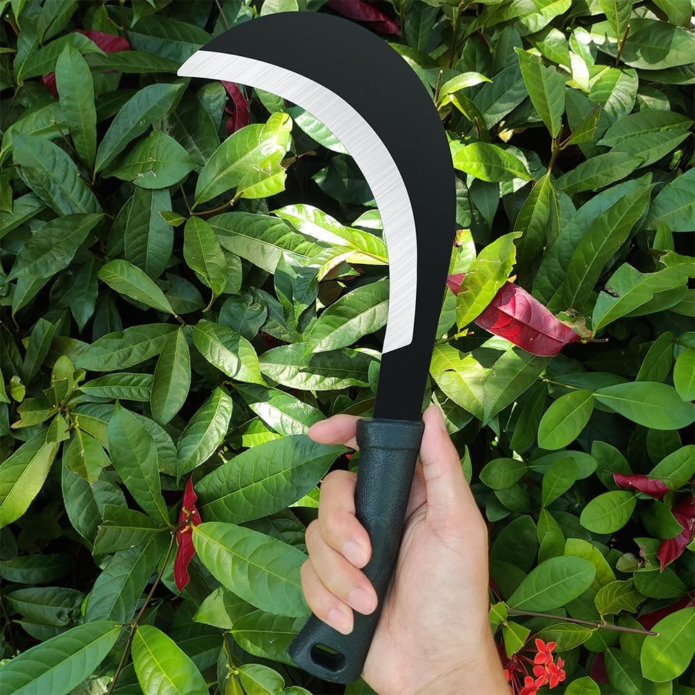 Weeding Sickle Machete Knife Brush Clearing Hand Sickle Garden Tool with Carbon Steel Thick Blade Gardening Machete for Yard Work
