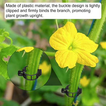 MECCANIXITY 150 Pcs Garden Plant Clips Fixing Clips Black 26mm Adjusting Plant Lever Loop Clips for Supporting Flower Vine Vegetables Climbing Plant Plant Stems