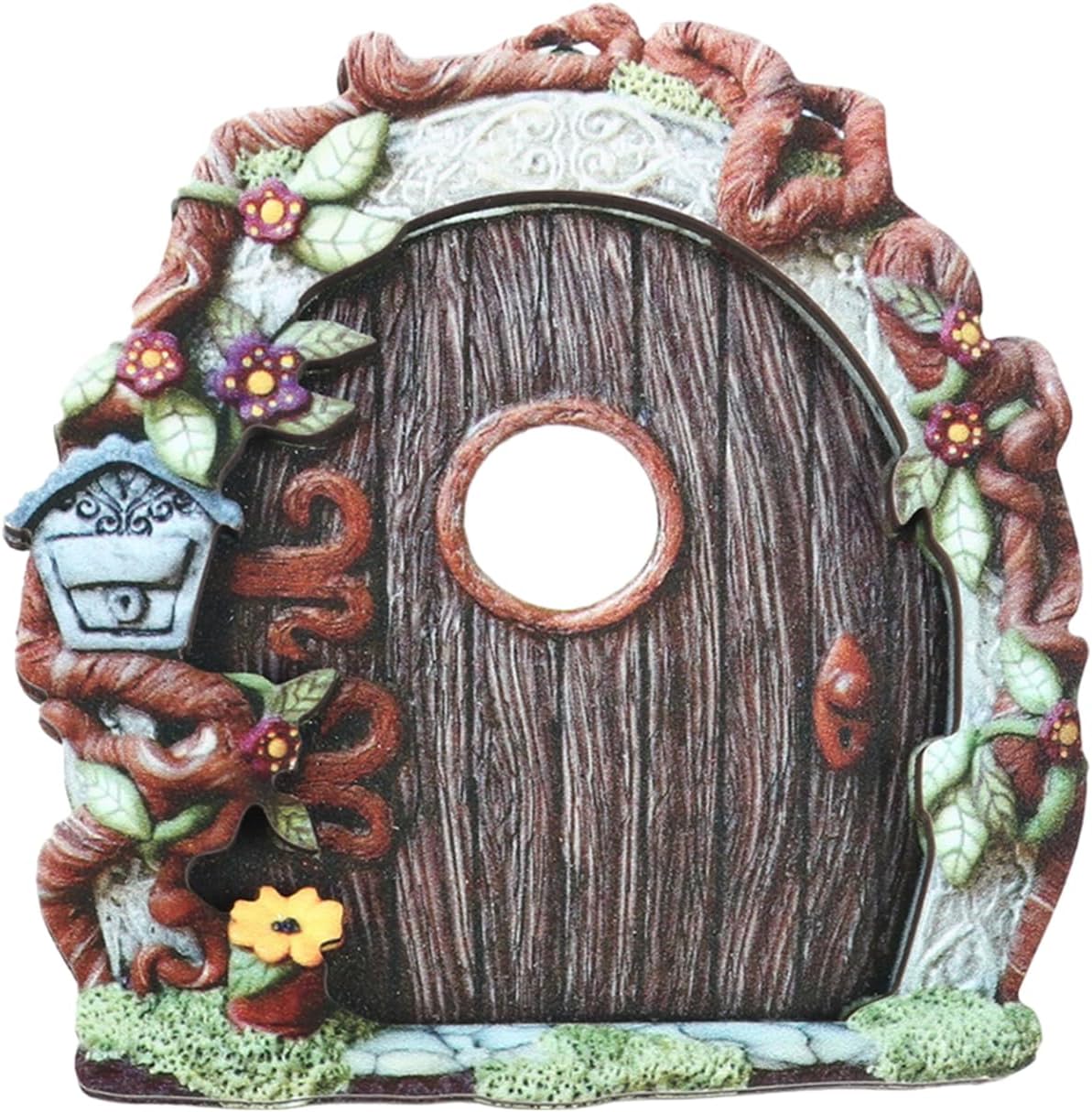 Miniature Fairy Door, Wooden Gnome Door for Trees Wall, Fairy Garden Outdoor Decor Accessories