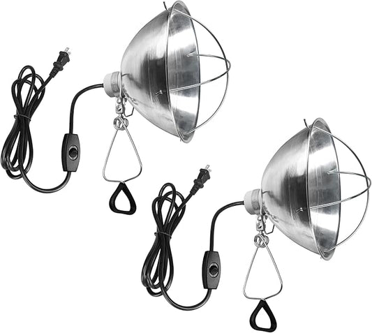 Simple Deluxe Adjustable Clamp Lamp Light Socket with 10.5 Inch Aluminum Reflector & Bulb Guard, Suit for Max 250 Watt Lamp with 18/2-Gauge 6 Feet Cord, 2-Pack