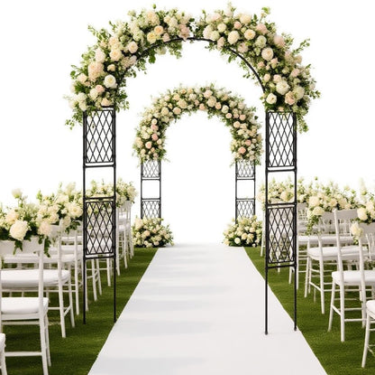 Metal Garden Arbor, 86.6" x 47" Arch Trellis for Climbing Plants, Weather-Resistant Decorative Wedding Archway, Sturdy Iron Frame, Outdoor Black Garden Arch for Patio, Lawn, Pathway, Event Party Back