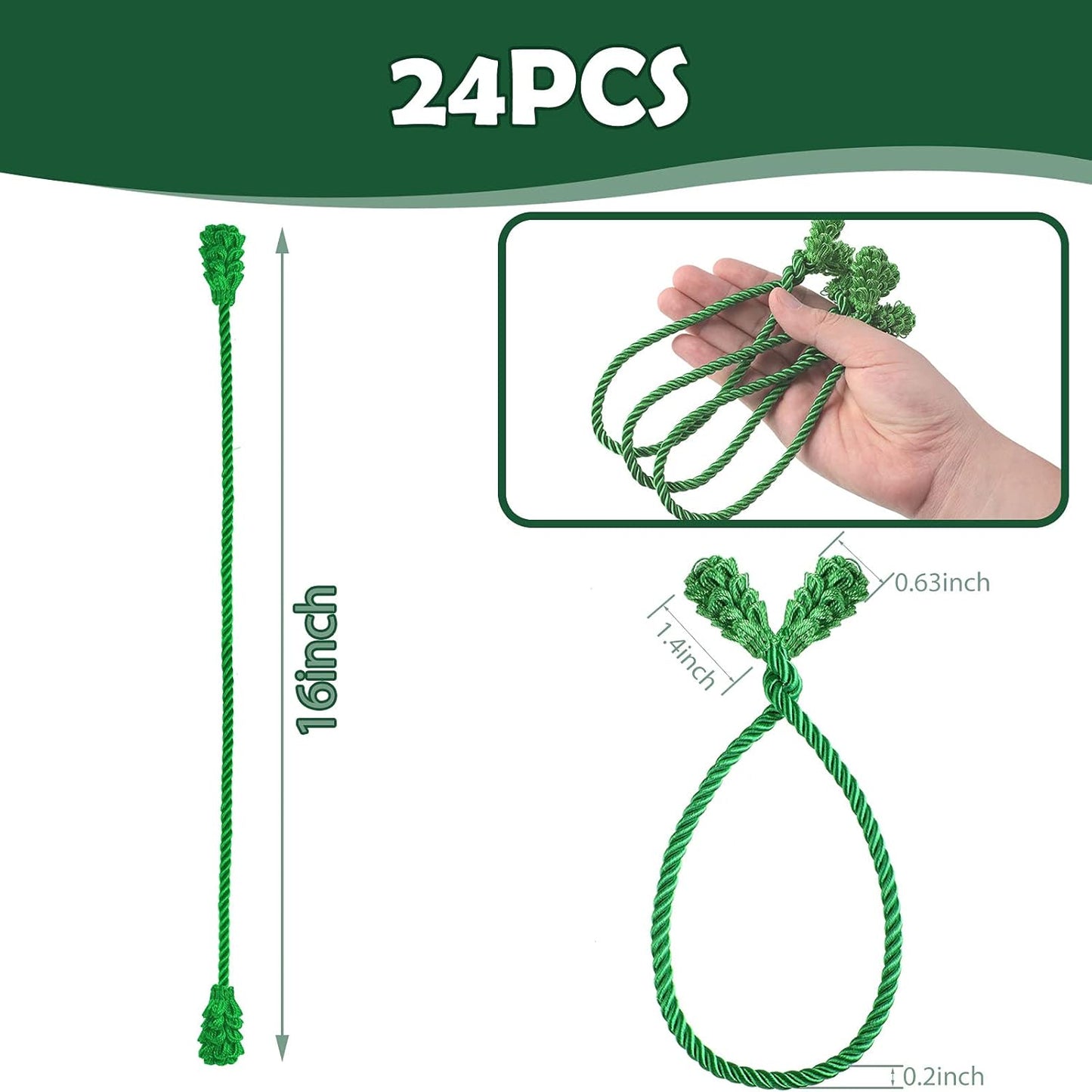 Shappy 24 Pieces Christmas Garland Banister Ties Christmas Decorative Reusable and Flexible Twist Ties for Garland, Banister Home Decoration (Green)