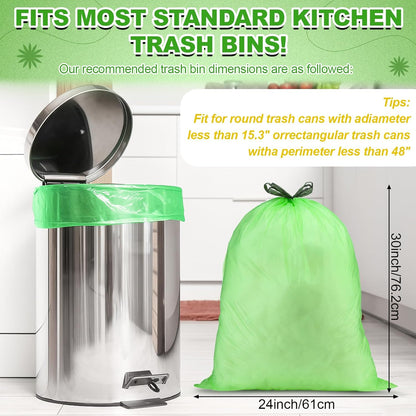 200 Count 13 Gallon Compostable Trash Bags with Drawstring Tall Kitchen Food Scrap Waste Bag Heavy Duty Extra Thick 1 Mil Tear Resistant for Lawn Yard Home Kitchen Office