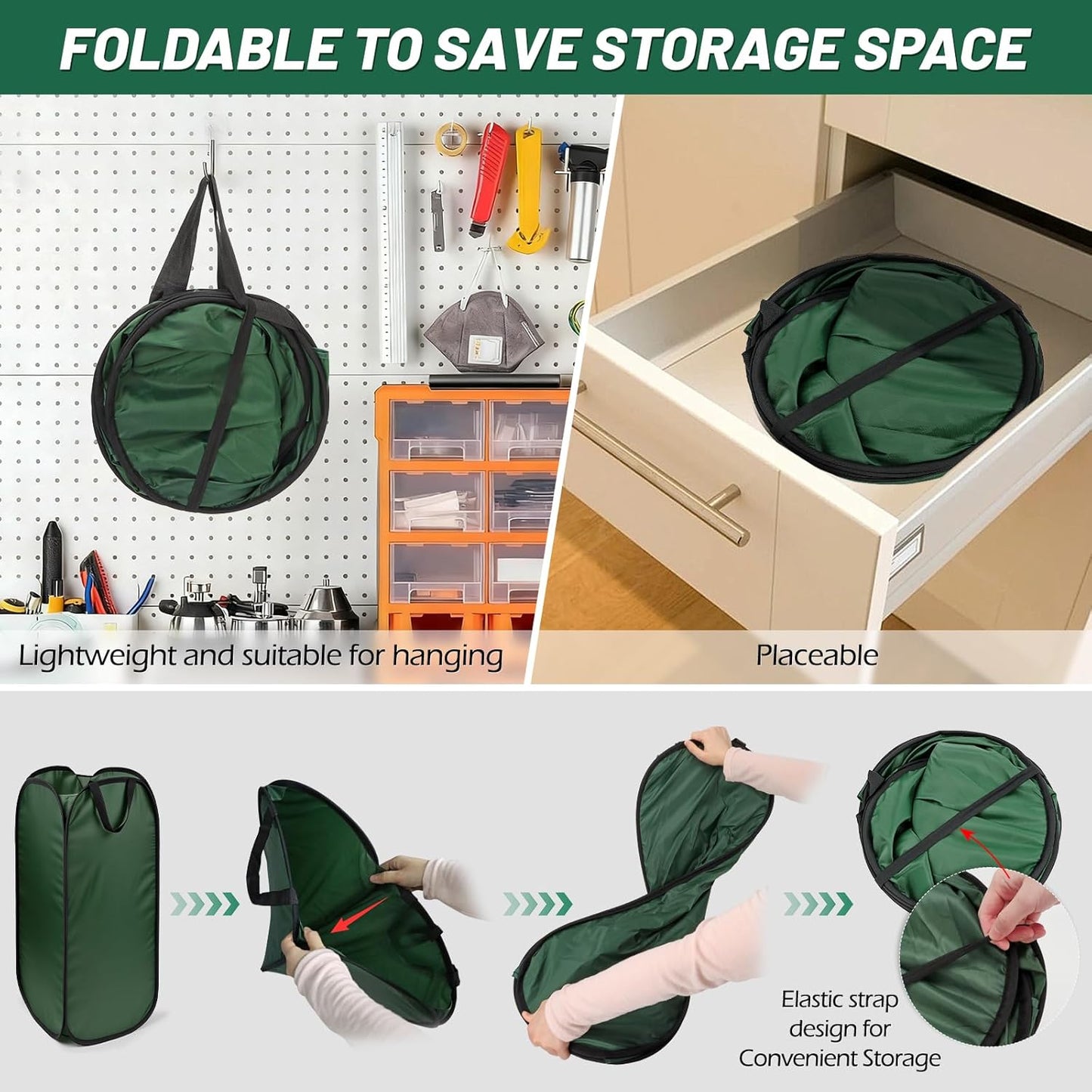 2Pack Reusable Pop-Up Yard Waste Bag Holder, Designed for 30 Gallon Paper Lawn Bags, Multi-Use Dustpan Function and Compact Foldable Design for Effortless Leaf Collection