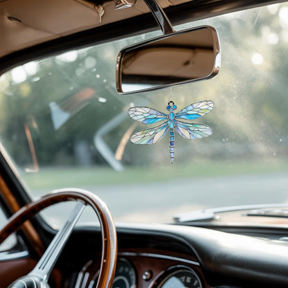 Dragonfly Acrylic Suncatcher Stained Glass Effect Boho Window Car Hanging Christmas Ornament Indoor Outdoor Decor Garden Sun Catcher Panel for Dragonfly Lover for Women Mom Grandma