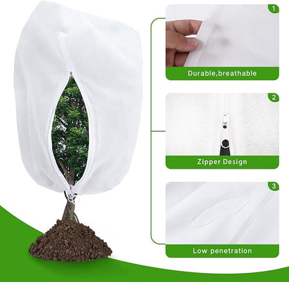 Plant Covers Freeze Protection 78" x 89" 2.2 oz, Large Size Bag Frost Cloth Plants Jacket Drawstring and Zipper Tree Cover for Outdoor Plants, Shrub Potted Plants Winter (1 PCS)