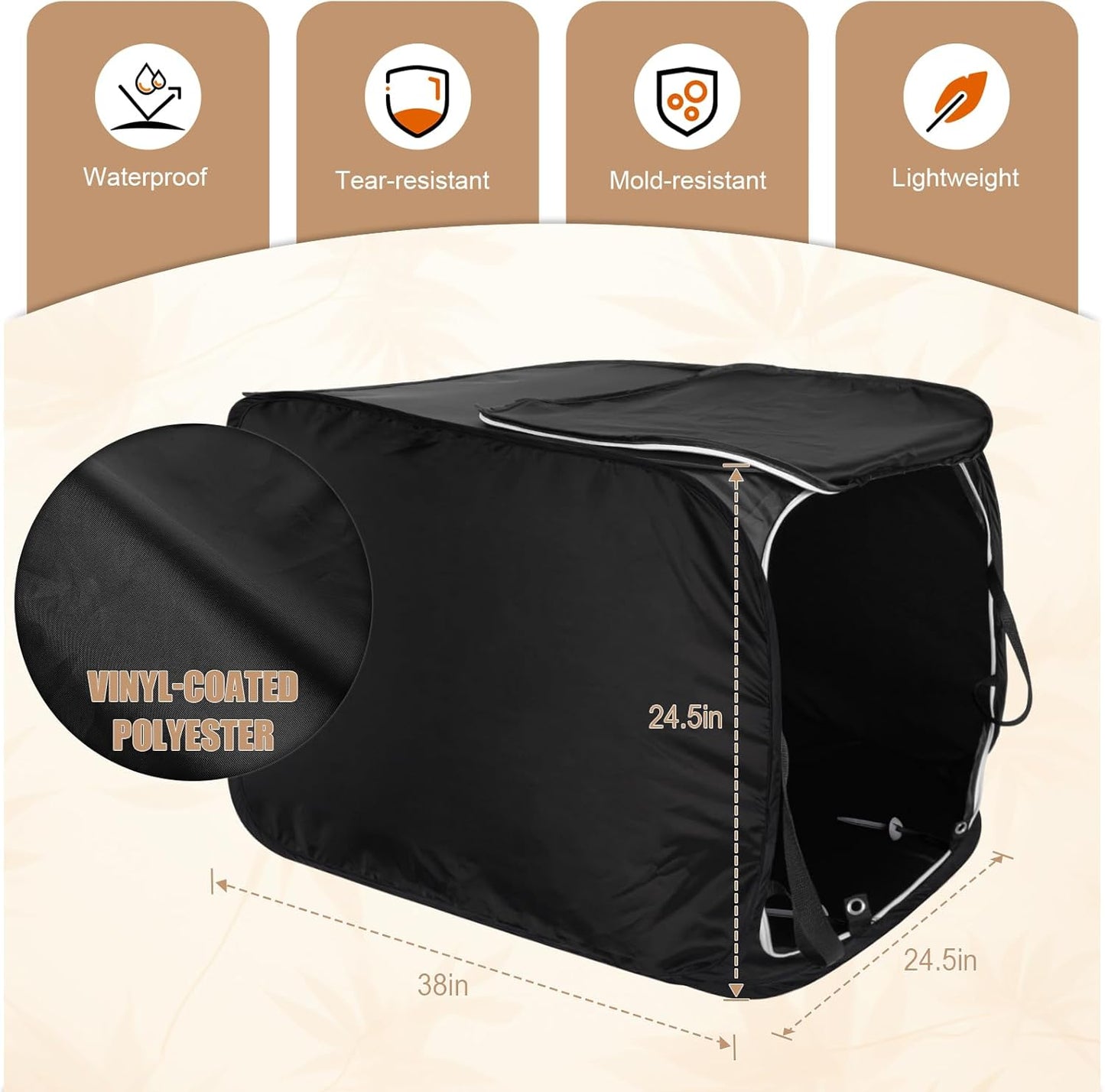 Pop Up Leaf Collector with Anchor Stakes, Collapsible Reusable Garden Waste Bag,Heavy-Duty Lawn Leaf Bag for Yard Debris, Grass, and Outdoor Cleanup,38"×24.5"×24.5",100-Gallon,Black